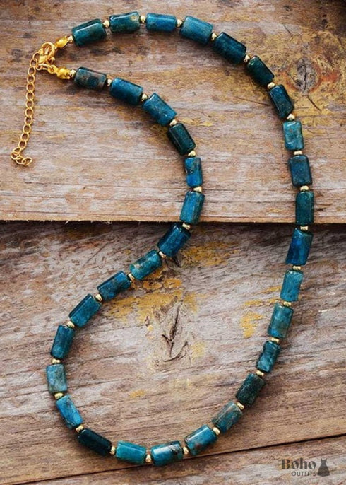 Boho Necklace, Apatite Lariat Chokers Necklace